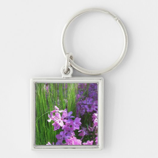 Pink Phlox en Grass Summer Floral Sleutelhanger (Voorkant)