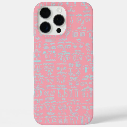 Pink Phone Case with Blue Doodle Pattern – Artisti (Achterkant)
