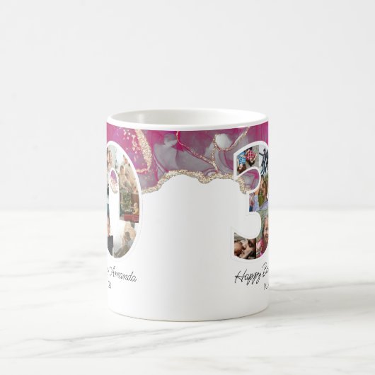 Pink Photo Collage Number 30 - 30th Birthday Koffiemok (Center)