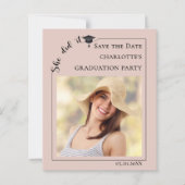 Pink Photo Graduation Party Save the Date card (Voorkant)