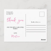 Pink Photo Graduation Thank You  Postcard Briefkaart (Achterkant)