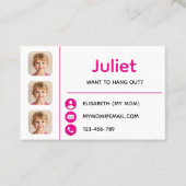 Pink Photo Kids Playdate Card Visitekaartje (Voorkant)