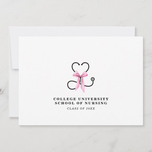 Pink Photo Nursing School Afstudeerfeest Kaart (Achterkant)