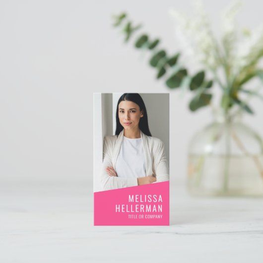 Pink Photo QR Code Logo Vertical Visitekaartje (Staand voorkant)