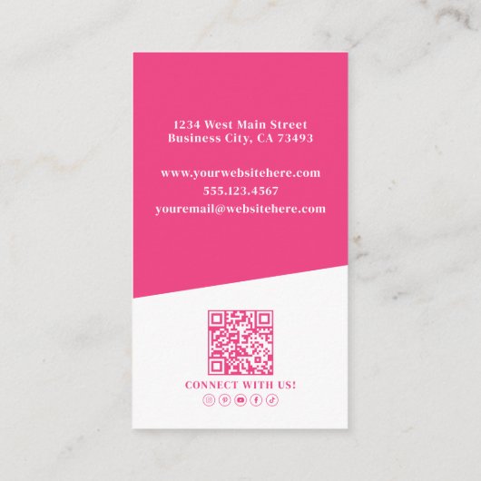 Pink Photo QR Code Vertical Visitekaartje (Achterkant)