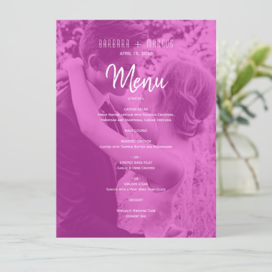 Pink Photo Wedding Menu (Staand voorkant)