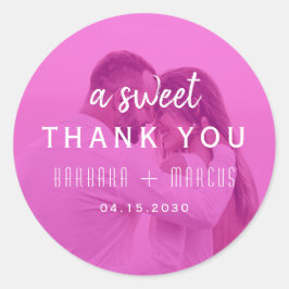 Pink Photo Wedding Thank You Ronde Sticker