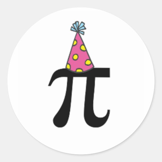 Pink Pi Birthday Pet Ronde Sticker (Voorkant)