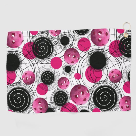 Pink Pickleball Pattern Sweat Towel Golfhanddoek (Horizontaal)