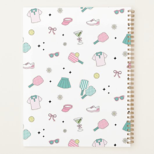 Pink Pickleball Preppy Monogram Print Planner (Achterkant)