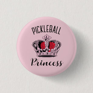 Pink Pickleball Princess Crown Ronde Button 3,2 Cm