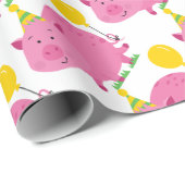 Pink Pig Birthday Cadeaupapier (Rol Hoek)