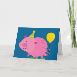 Pink Pig Birthday Kaart