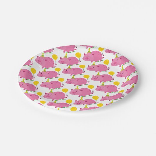 Pink Pig Birthday Papieren Bordje (Gekanteld)