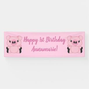 Pink Pig Birthday Party Spandoek