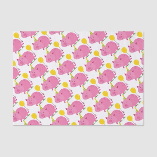 Pink Pig Birthday Tissuepapier (Voorkant)