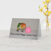 Pink Pig en Caique Parrot Happy Birthday Kaart (Gele Bloem)