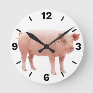 Pink Pig Farm Animal Countryside Rustic Decor Ronde Klok