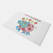 Pink Pig Merry Kerstmis Matt Doormat Deurmat (Schuin)