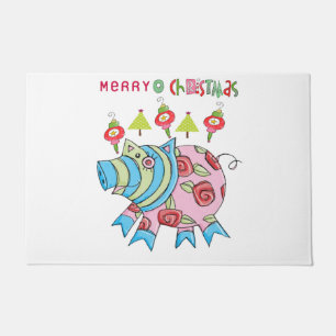 Pink Pig Merry Kerstmis Matt Doormat Deurmat