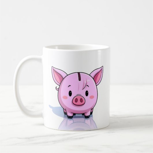 Pink piggy bank koffiemok (Links)