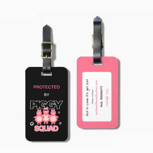 Pink piggy squad bagagelabel