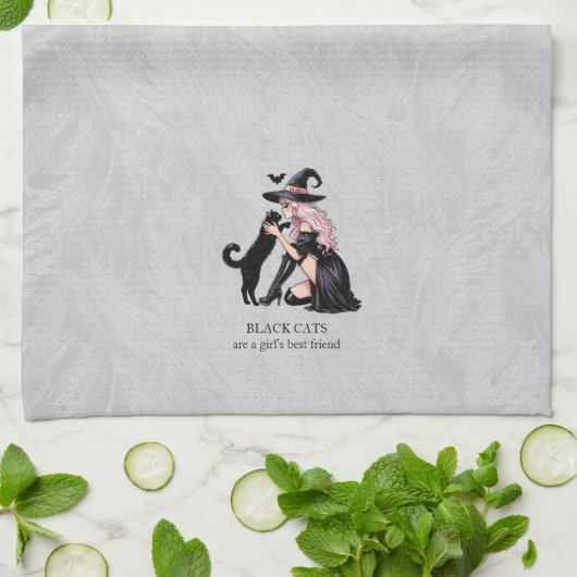 Pink Pin Up Witch Theedoek (Gevouwen)