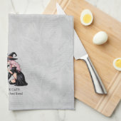 Pink Pin Up Witch Theedoek (Quarter Fold)