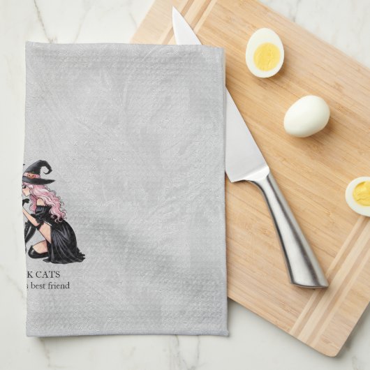 Pink Pin Up Witch Theedoek (Quarter Fold)