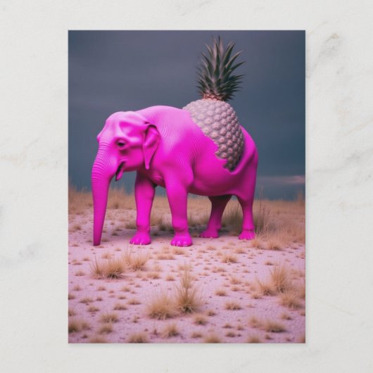 Pink Pinapple Elephant Surreal Briefkaart (Voorkant)