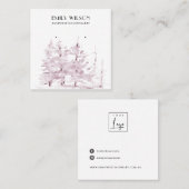 PINK PINE TREE WINTER FOREST STUD EARRING DISPLAY VIERKANTE VISITEKAARTJE (Voorkant / Achterkant)