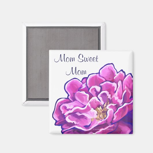 Pink Pink Peony Ma Sweet Mam Magnet (Voorkant / Achterkant)