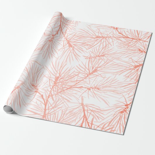PINK PINK PINE NEEDLES PATTERN VOOR CHRISTMAS GIFT CADEAUPAPIER (Uitgerold)