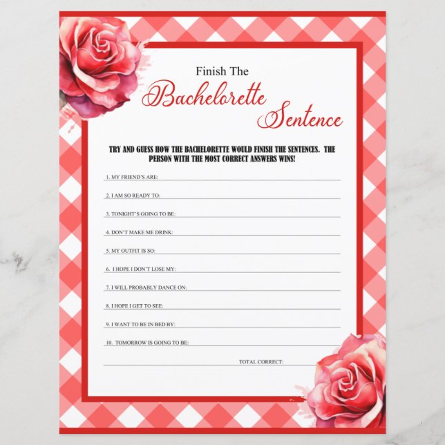 Pink Pinup Bachelorette Finish the Sentence Game (Voorkant)