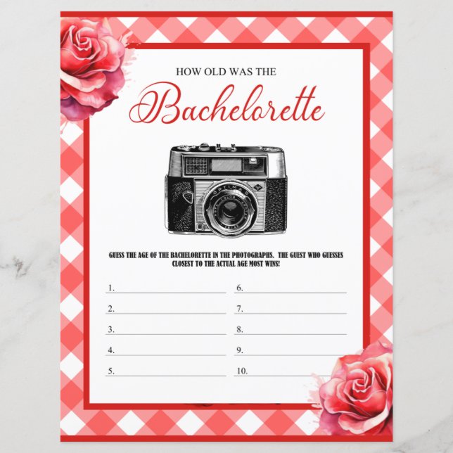 Pink Pinup Bachelorette Party Guess My Age Game (Voorkant)