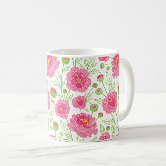 PInk Pioenenpatroon Koffiemok (Voorkant rechts)