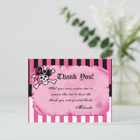 Pink Pirate Bedankt Kaarten (Staand voorkant)