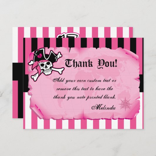 Pink Pirate Bedankt Kaarten (Voorkant / Achterkant)
