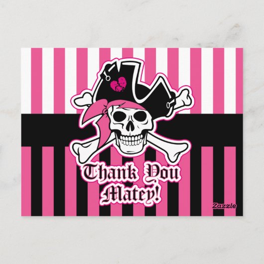 Pink Pirate Bedankt Kaarten (Achterkant)