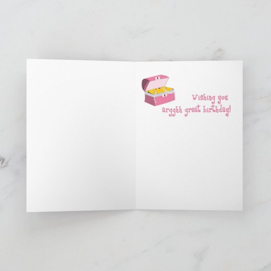 Pink Pirate Birthday Kaart (Binnen)