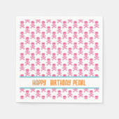 Pink Pirate Crossbones Modern Happy Birthday NAAM Servet (Voorkant)
