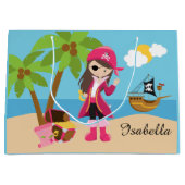Pink Pirate Girl Birthday Party Large Cadeautasje (Voorkant)