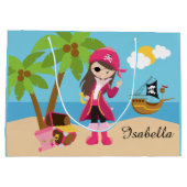 Pink Pirate Girl Birthday Party Large Cadeautasje (Achterkant)