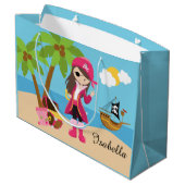 Pink Pirate Girl Birthday Party Large Cadeautasje (Achterkant Gekanteld)
