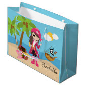 Pink Pirate Girl Birthday Party Large Cadeautasje (Voorkant Gekanteld)