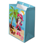 Pink Pirate Girl Birthday Party Medium Cadeauzakje (Achterkant Gekanteld)