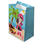 Pink Pirate Girl Birthday Party Medium Cadeauzakje (Voorkant Gekanteld)