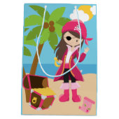 Pink Pirate Girl Birthday Party Medium Cadeauzakje (Achterkant)
