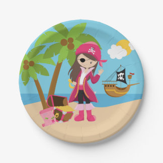 Pink Pirate Girl Birthday Party Papieren Bordje