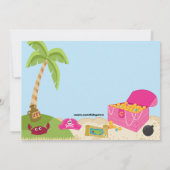 Pink Pirate Girl Squares Birthday Invitation Kaart (Achterkant)